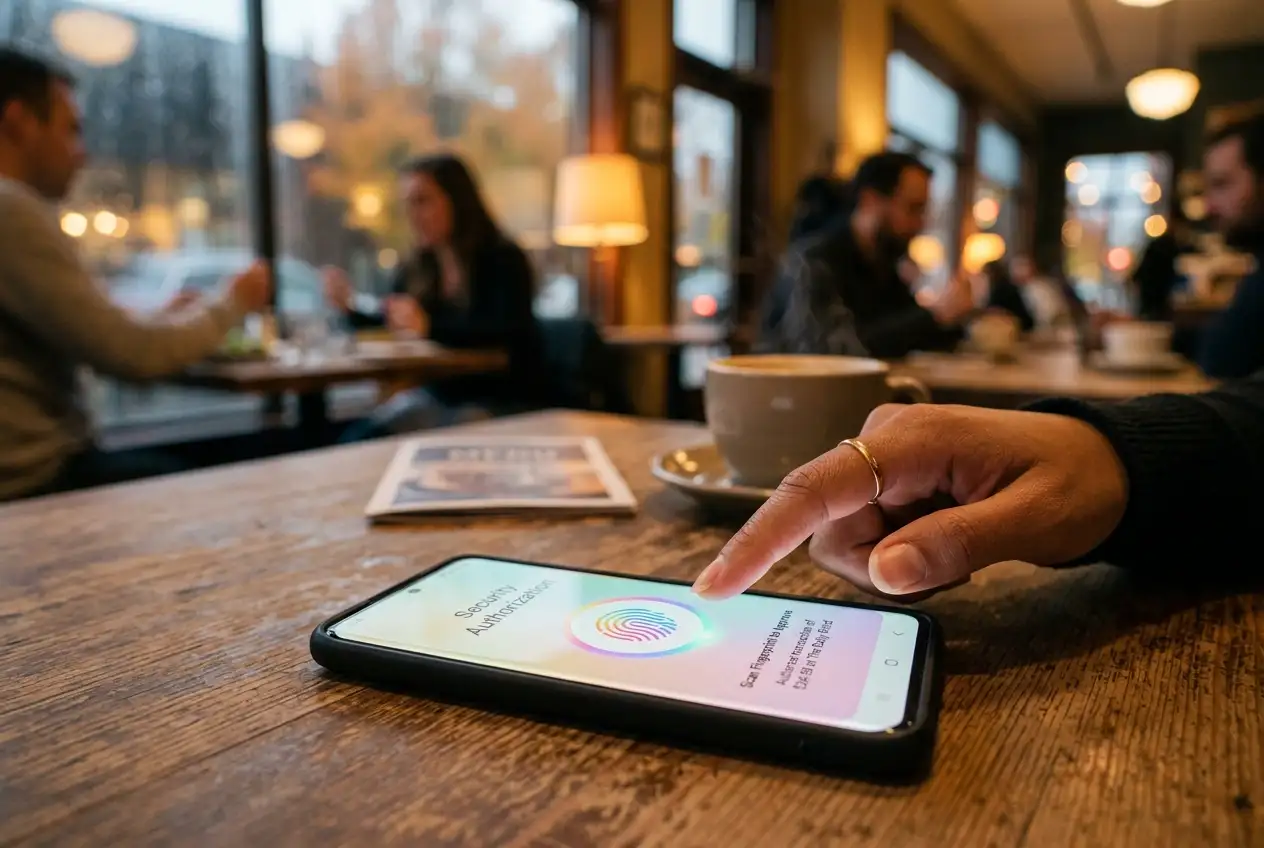 Notifica push dell'app Poste per autorizzare il pagamento con impronta digitale