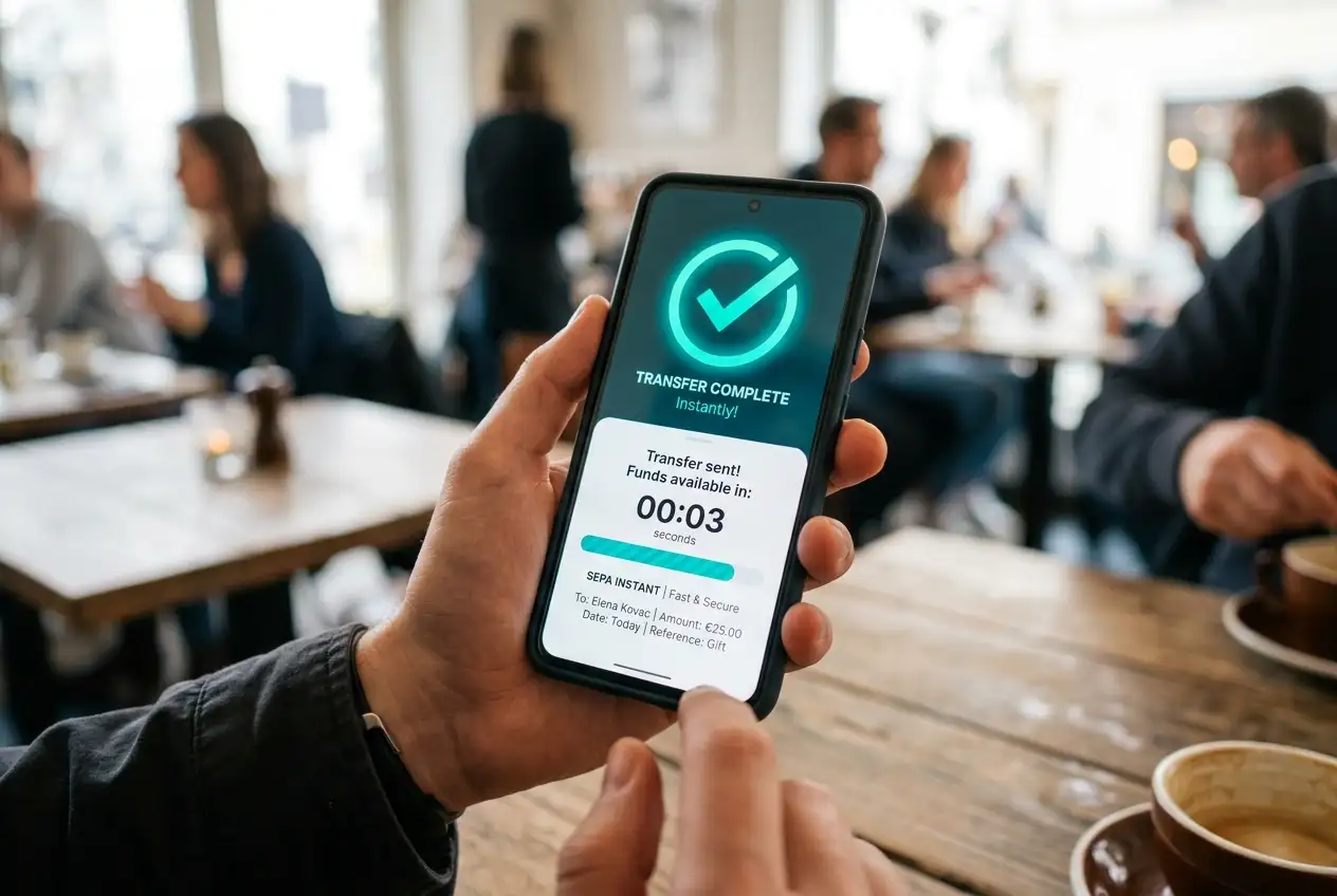 Bonifico istantaneo SEPA che accredita i fondi in dieci secondi dall'app