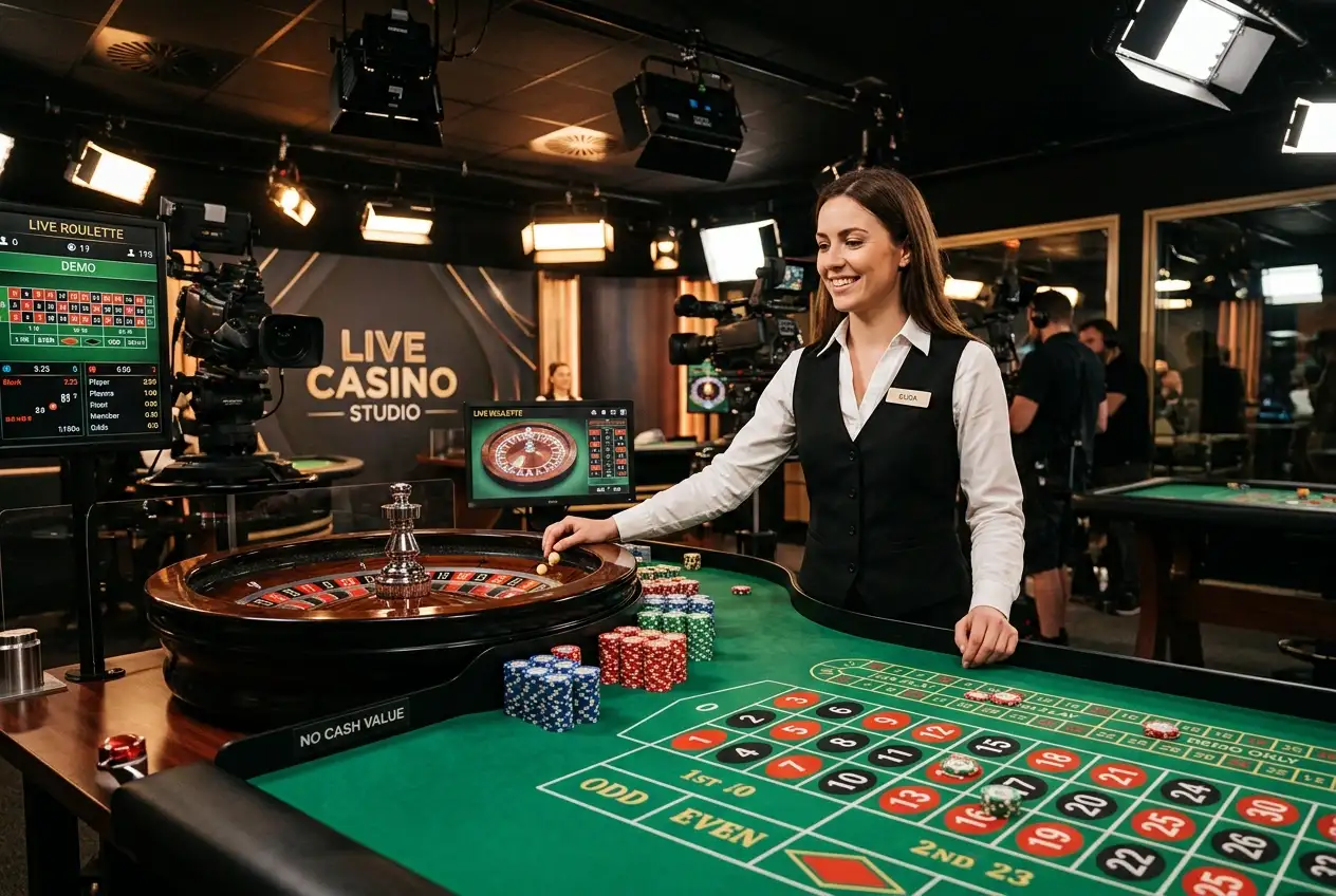 Tavolo di casino live con croupier dal vivo e schermata di deposito rapido tramite Postepay