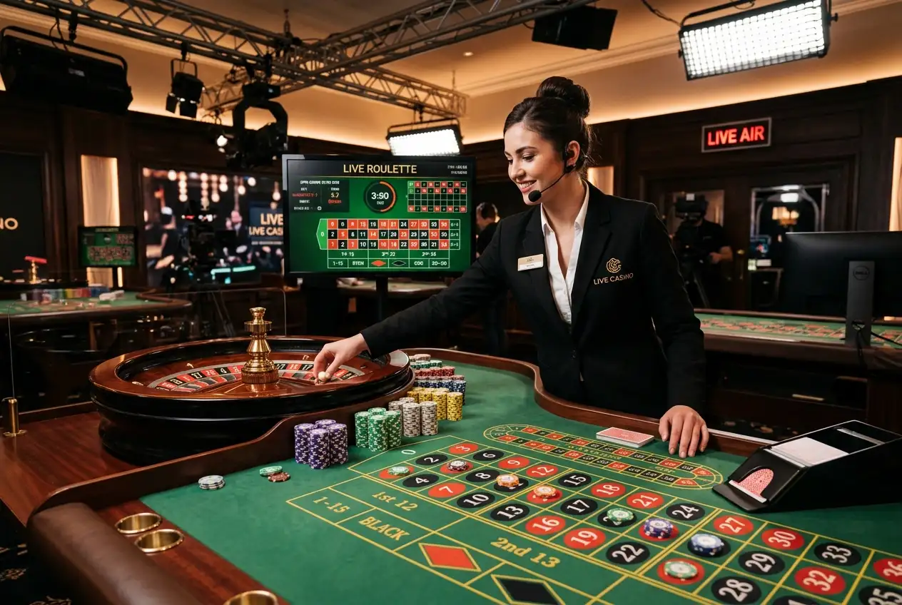Tavolo di casino live con croupier dal vivo e il ritmo serrato delle puntate
