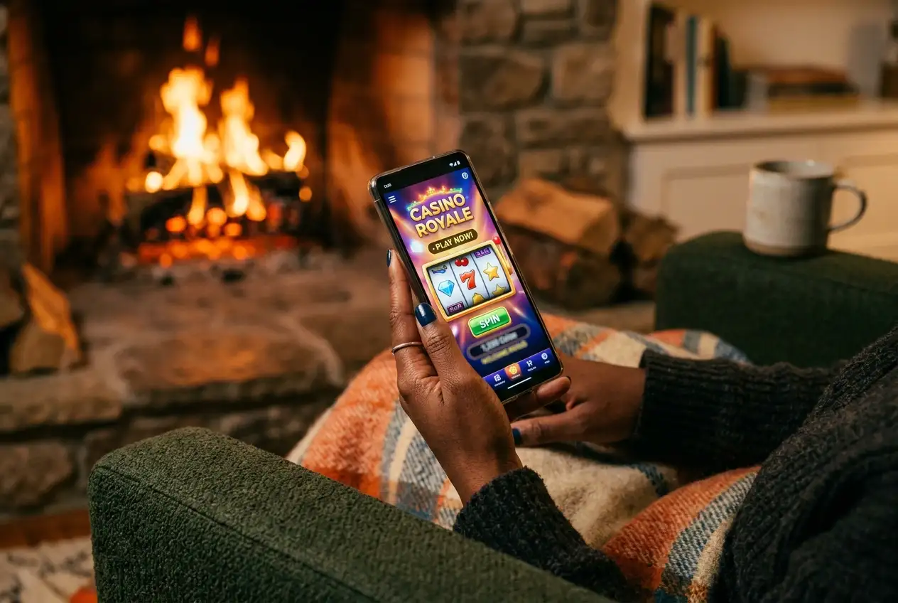 Smartphone con app di casino mobile aperta e deposito tramite Postepay in corso