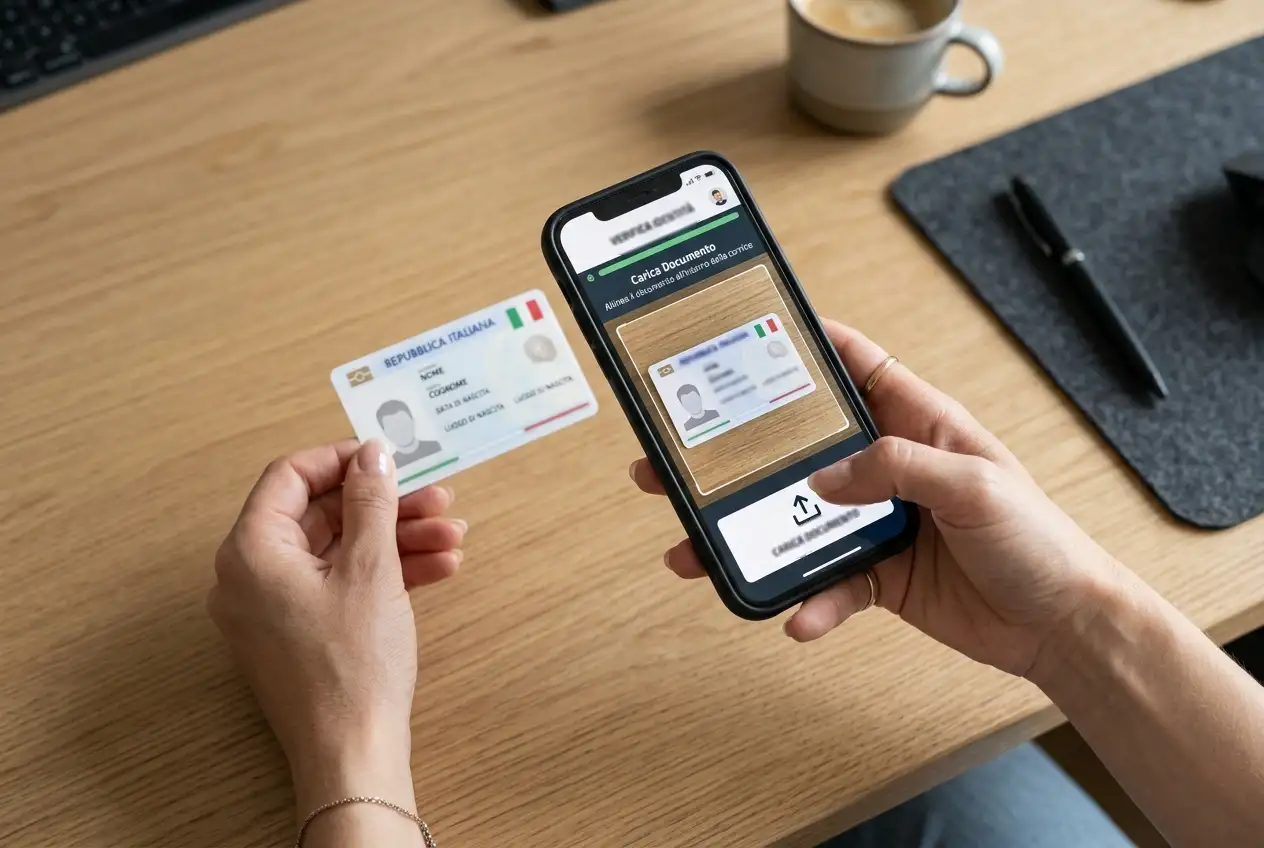 Caricamento del documento di identità per la verifica KYC prima del prelievo dal conto di gioco