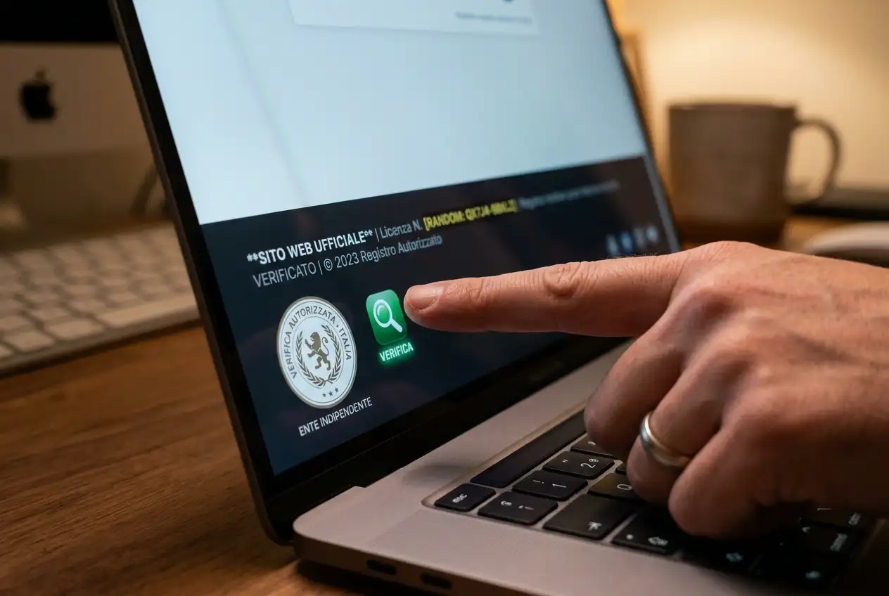 Numero di concessione e logo ADM nel piè di pagina di un casino da verificare prima di giocare